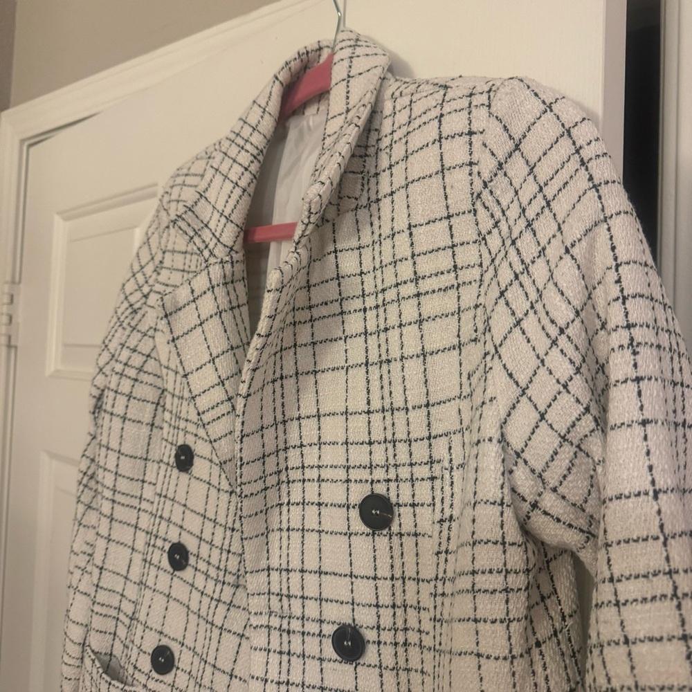 White Blazer Pea Coat - Picture 3 of 8